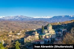 An exterior view of the Gelati monastery.