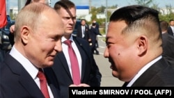 Рускиот претседател Владимир Путин и претседателот на Северна Кореја, Ким Џонг-Ун, 13 септември 2023 година
