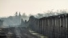 HUNGARY -- An observation post stands next to the border fence