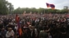 Сторонники оппозиции проводят митинг на площади Франции в центре Еревана. 1 мая 2022 г.