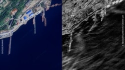 Imaginile din satelit captate arată pagubele produse de tsunami-ul din 30 iulie la baza de submarine ruse din Kamceatka. 
