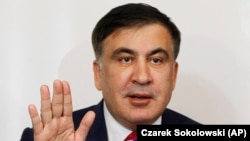 Міхеїл Саакашвілі на прес-конференції у Варшаві. 13 лютого 2018 року