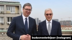Președintele Serbiei, Aleksandar Vučić, și ministrul adjunct al Afacerilor Externe al Rusiei, Aleksandar Gruško, la Belgrad, iunie 2021.