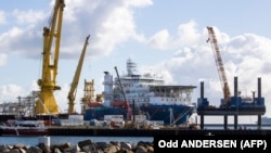 Nava Akademik Cherskiy ancorată în portul Mukran din Marea Barltică, nord-estul Germaniei, septembrie 2020