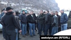 Armenia -- Protesting farmers block a road in Armavir, January 21, 2020.