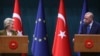 Președinta Comisiei Europene, Ursula von der Leyen, și președintele Turciei, Recep Tayyip Erdogan, la Ankara, în decembrie 2024.