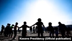 Kosovo - Afghan children playing in the Bondsteel camp in Kosovo,27 Oct2021.