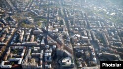 Armenia - Aerial view of a part of downtown Yerevan.
