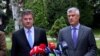 Kosovo: President of Kosovo, Hashim Thaci during a joint conference with Miroslav Lajcak. 