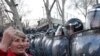 Armenia -- Riot police guard Yerevan's Liberty Square moments before allowing the opposition Armenian National Congress to hold a demonstration there, 17Mar2011