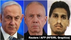Nou, pe lista urmăriților, de la stânga la dreapta: premierul israelian, Benjamin Netanyahu, fostul ministru israelian al Apărării, Yoav Gallant, și comandantul militar Hamas, Mohammed Diab Ibrahim Al-Masri (Deif).