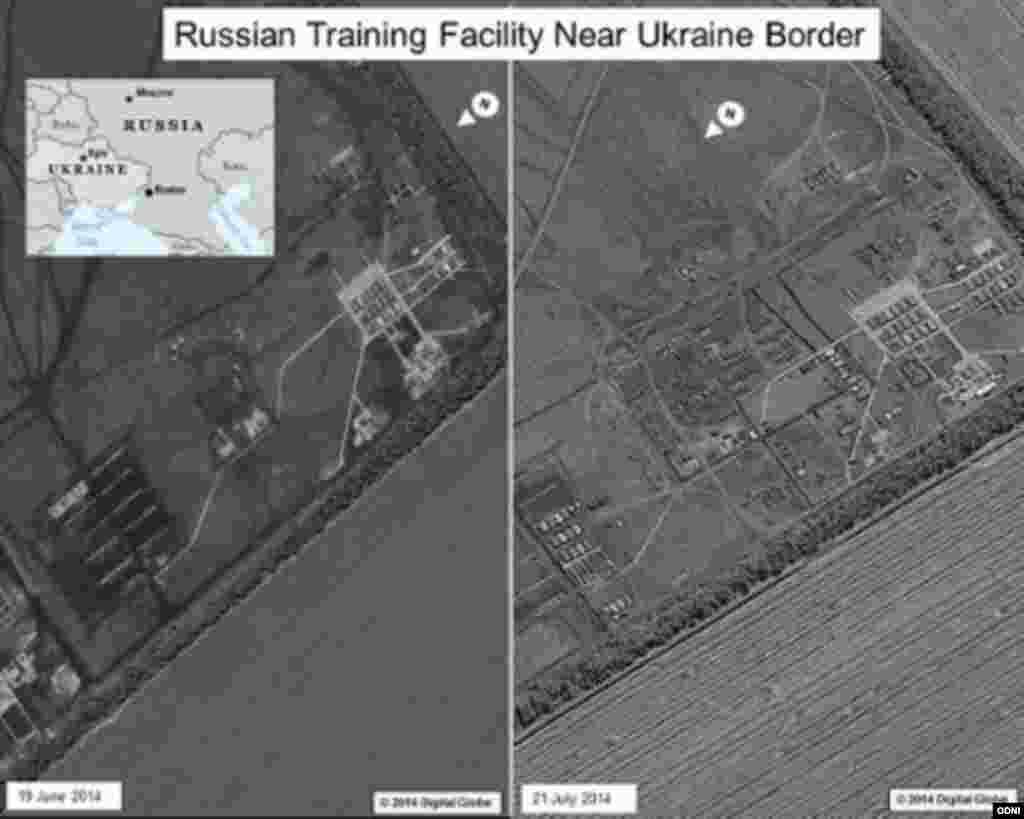 Дві фотографії супутникового спостереження &ndash; російська військова база в Ростовській області. З червня 2014 на базі відмічена підвищена активність. Згідно з даними &laquo;Washington Post&raquo;, американська розвідка вперше визначила цю базу як основне джерело російської підтримки сепаратистів у Східній Україні