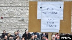 Sa jednog od radničkih protesta u Sarajevu, februar 2010