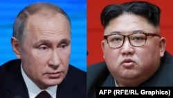 Президент Росії Володимир Путін (л) і лідер КНДР Кім Чен Ин