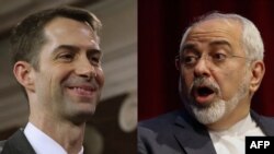 U.S. Senator Tom Cotton (left) and Iranian Foreign Minister Mohammad Javad Zarif