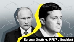 Фотоколлаж: президенты России и Украины Владимир Путин и Владимир Зеленский