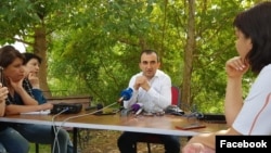 Armenia -- Meghri Mayor Mkhitar Zakarian speaks with journalists, September 21, 2019.