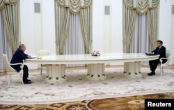 Путин менен Макрон. Москва, 2022-жылдын 7-февралы.