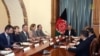 Afghan President Mohammad Ashraf Ghani (M) met with NATO member countries ambassadors in Kabul on August 3. 