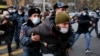 ARMENIA -- Police detain demonstrators during a rally demanding the resignation of Prime Minister Nikol Pashinian over his handling of the conflict with Azerbaijan, December 8, 2020.