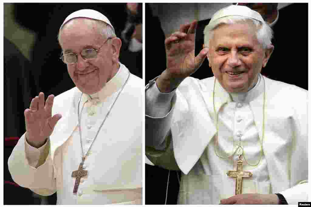 Papa Franjo sa svojim predhodnikom papom Benedictom XVI